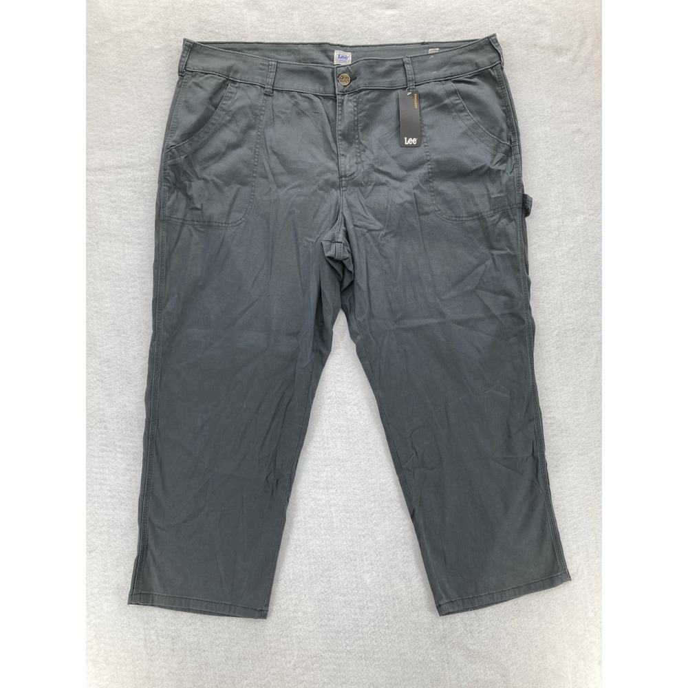 Lee Workwear Carpenter Pants Women's Plus 24W Gray Stretch Straight Leg Utility